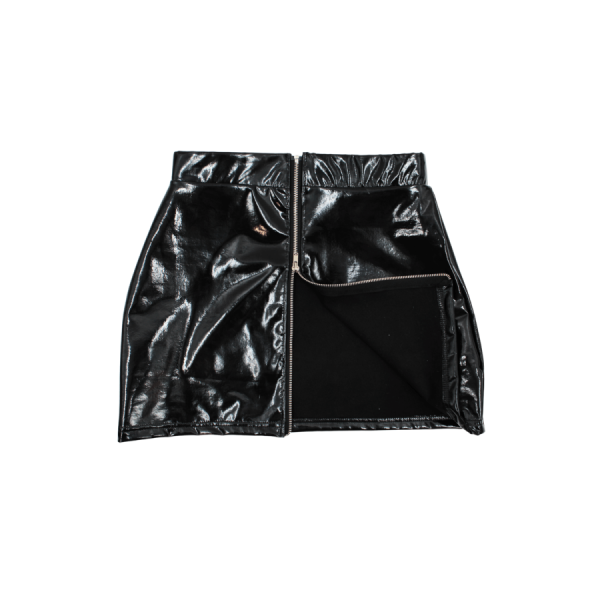 Jupe noire en simili cuir avec zip Lara